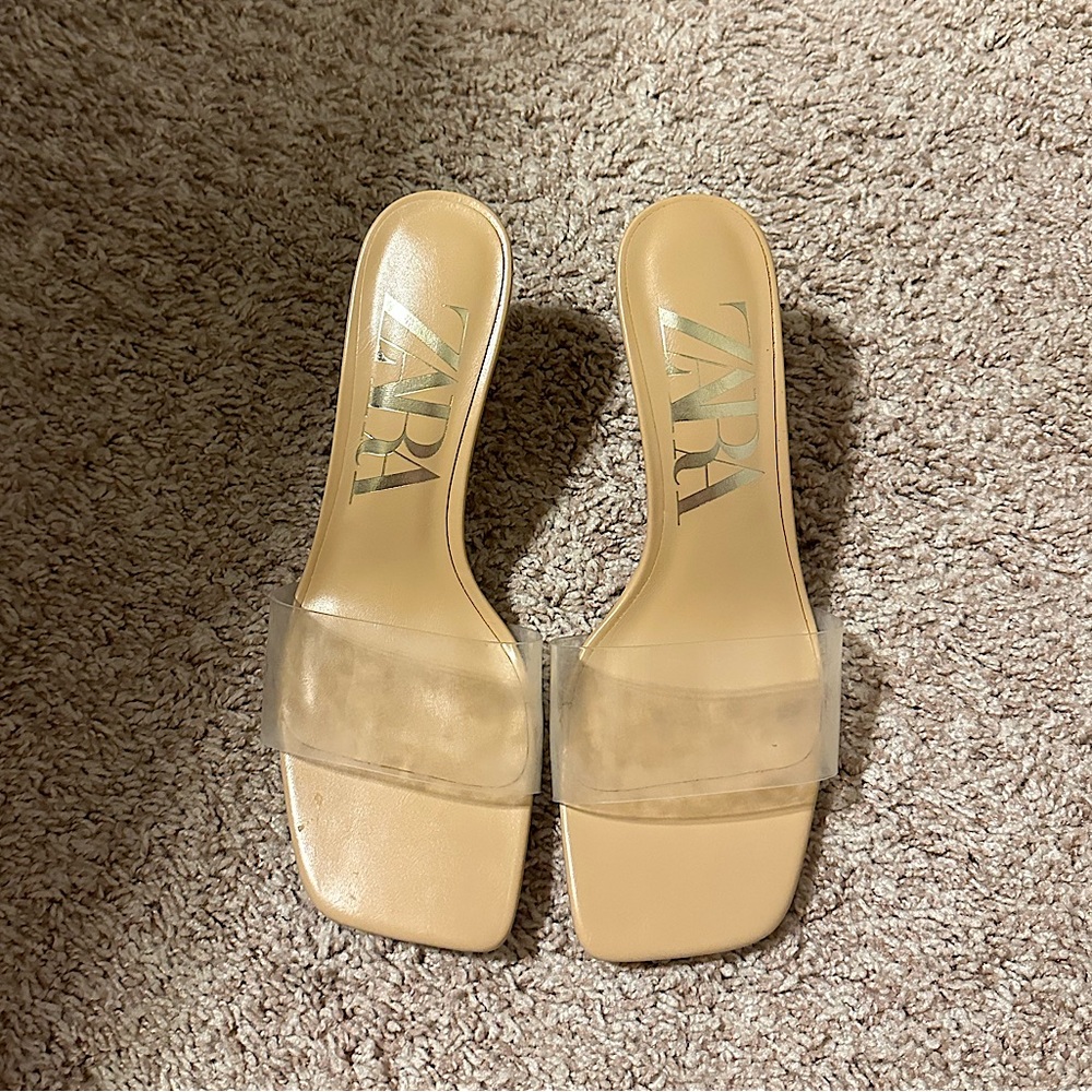 Zara clear kitten heels